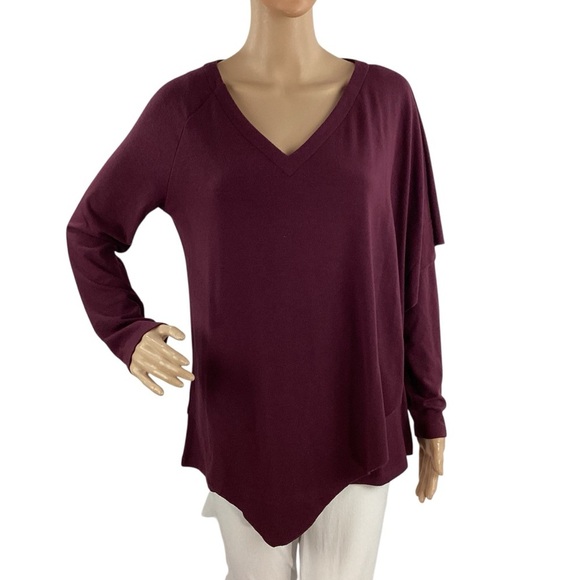 Soft Surroundings Madeline Tunic Top Petite Medium Burgundy - Picture 1 of 7